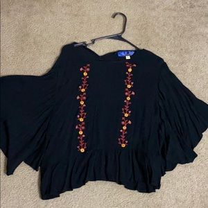 Black and orange embroidered fall top